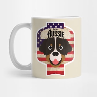 Australian Shepherd Dog - Distressed Union Jack Aussie Beer Label Design Mug